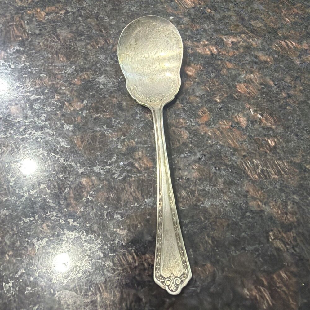 Vintage WM Rogers & Son Silver Plated Sugar Spoon - 6 Inch Hampden